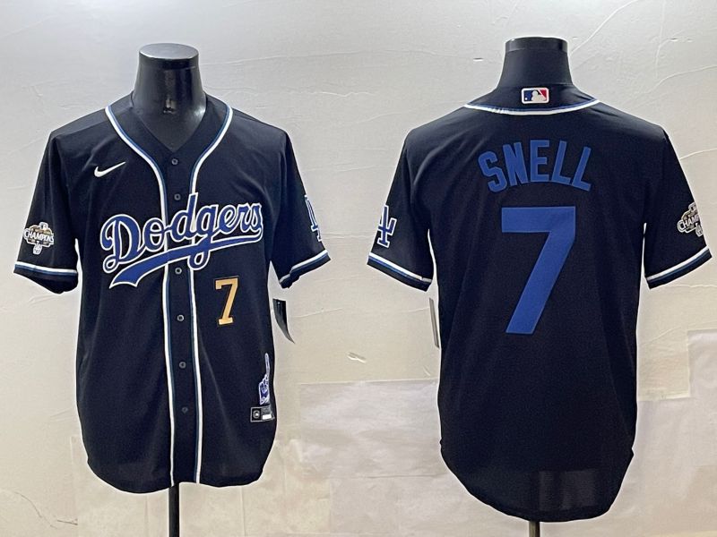 Men Los Angeles Dodgers #7 Snell Black Fashion Game 2025 Nike MLB Jersey style 30617